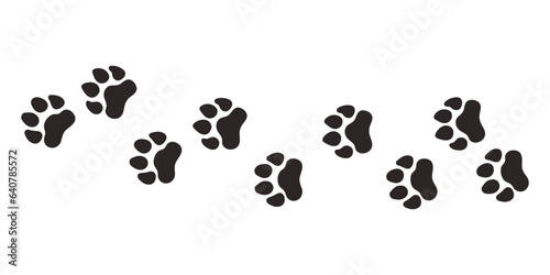 Tiger paws. Animal paw prints, vector different animals footprints black on white illustration