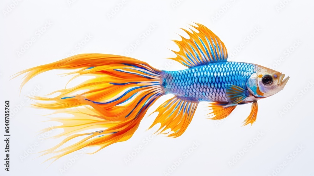 Fototapeta premium Image of a single fish delicately on a white background.