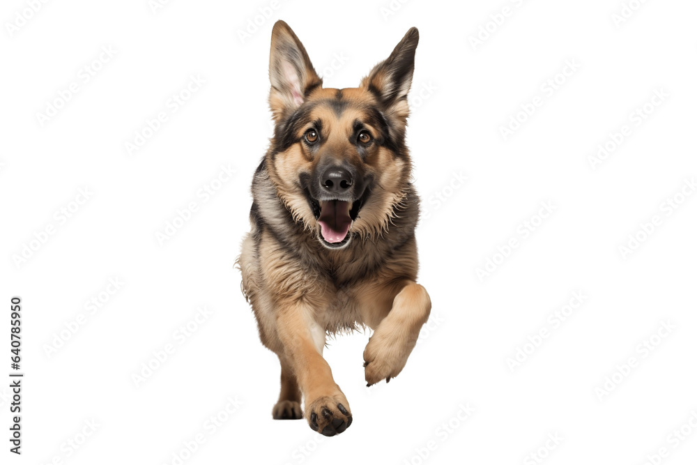 Happy Dog Running Isolated on Transparent Background Generative AI