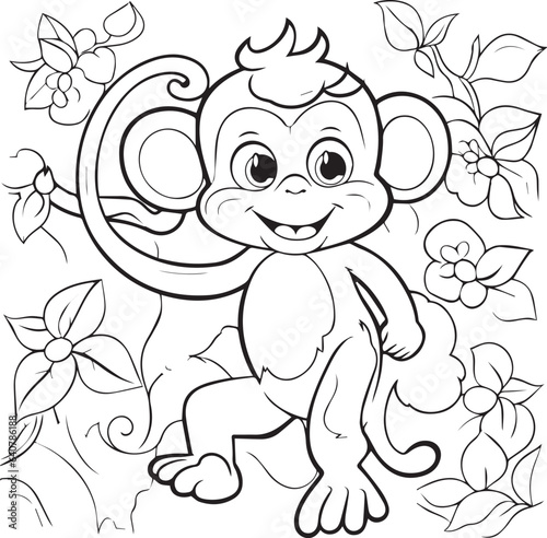 Coloring book monkey theme