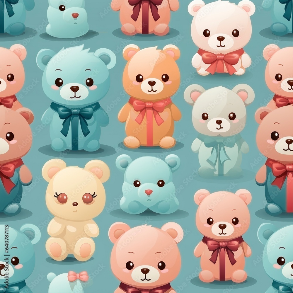 Cute cartoon bears seamless pattern