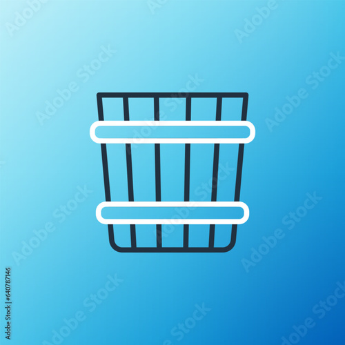 Line Sauna bucket icon isolated on blue background. Colorful outline concept. Vector