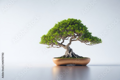 Small tree bonsai isolated on white background. ai generative