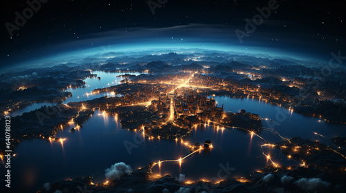 Nighttime Radiance: From space, a stunning HD satellite image unveils the Earth at night, with the brilliance of city lights