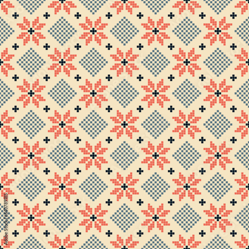 Traditional Latvian embroidery seamless pattern, vector illustration