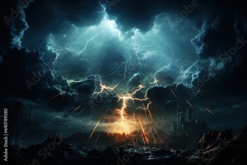 terrible thunderstorm on a summer day