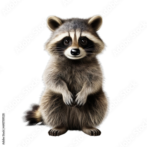 Hyper Realistic 3d render Raccoon, Full length isolated on transparent background. © PixelXpert
