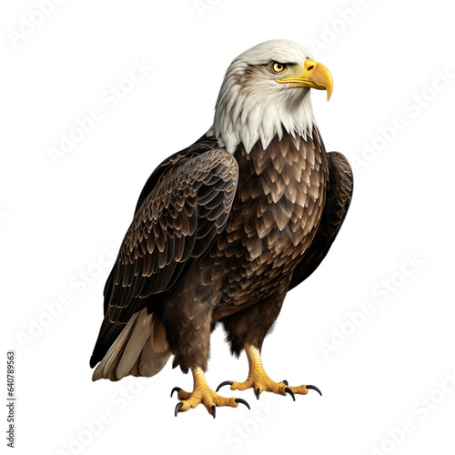 Bald Eagle 3d render character  Hyper Realistic isolated on transparent background.
