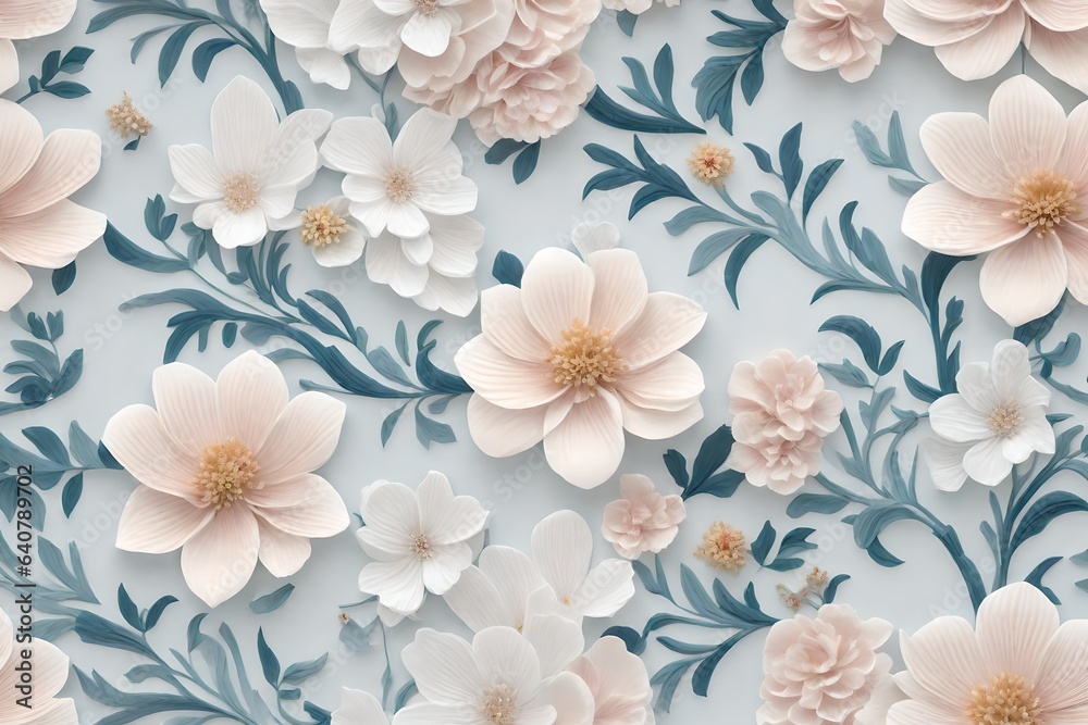 a floral pattern inspired by the elegance of vintage porcelain china, with delicate, hand-painted flowers in soft, muted hues - AI Generative a floral pattern inspired by the elegance of vintage porcelain china, with delicate, hand-painted flowers in soft, muted hues - AI Generative