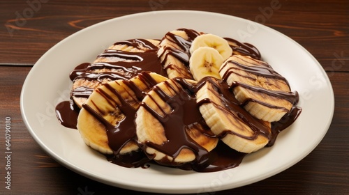 Banana Slices with chocolate sauce - stock concepts