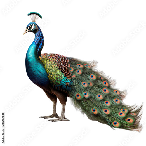 Peacock 3d render character, Hyper Realistic isolated on transparent background.