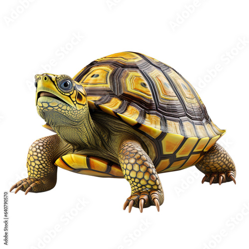 Tortoise 3d render character, Hyper Realistic isolated on transparent background.