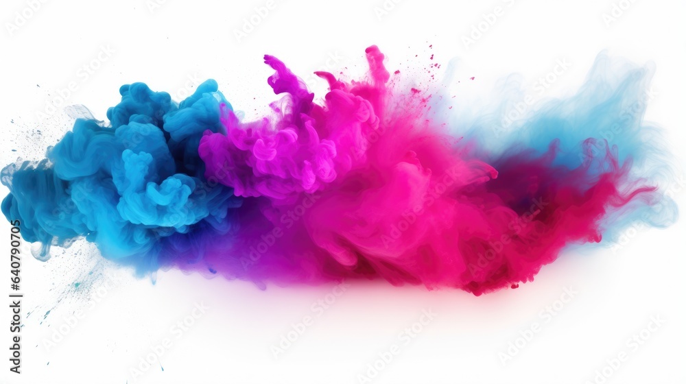 isolated colorful powder explosion against white - stock concepts