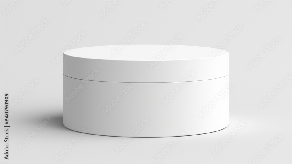 White round closed box 3d mockup on the white background. White round closed box 3d mockup on the white background.