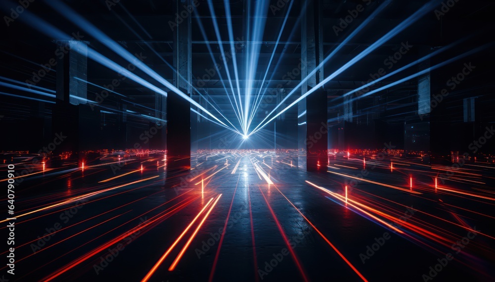 Obraz premium Photo of a spacious room illuminated by numerous bright lights