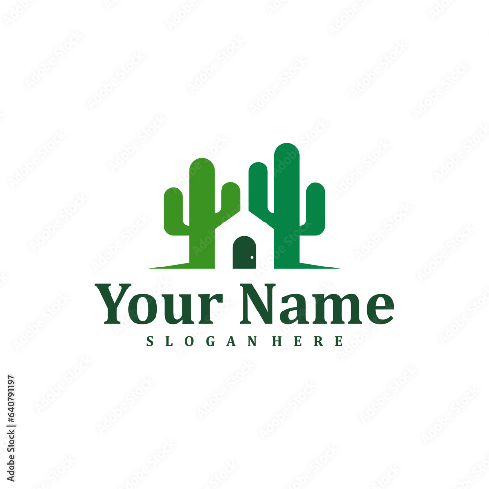 House Cactus logo design Template. Creative Cactus logo vector illustration.