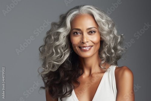 Portrait of middle aged woman with beautiful hair