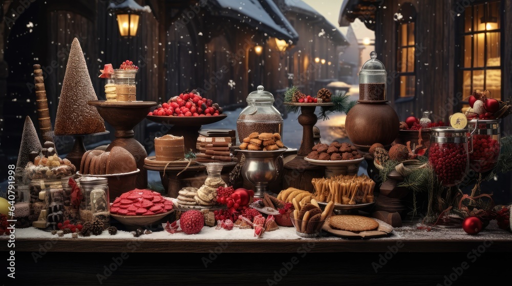 Capture the aromas and flavors of a Christmas market by photographing delectable treats such as mulled wine, gingerbread cookies, and roasted chestnuts.