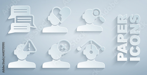 Set Solution problem in psychology, Finding a, Hypnosis, Broken heart or divorce and Online psychological counseling icon. Vector