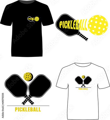 Two pickle ball logo design and application in T-shirts
