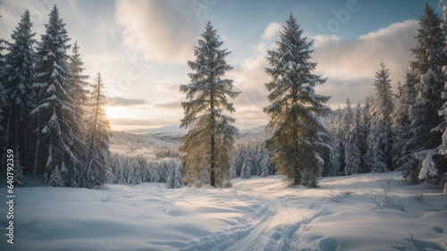 winter forest in the snow © Maksym