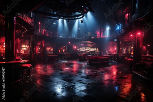nightclub interior with neon lights