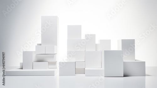 An image of a geometric scene with several cubic podiums arranged. © kept