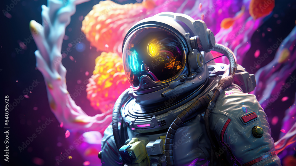 Astronaut in surreal world, Psychedelic Retro Wave Astronaut, fantasy, Pop art concept, generative ai Astronaut in surreal world, Psychedelic Retro Wave Astronaut, fantasy, Pop art concept, generative ai