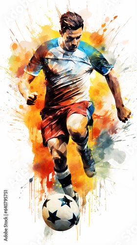futebol Pinceladas de aquarela abstratas,