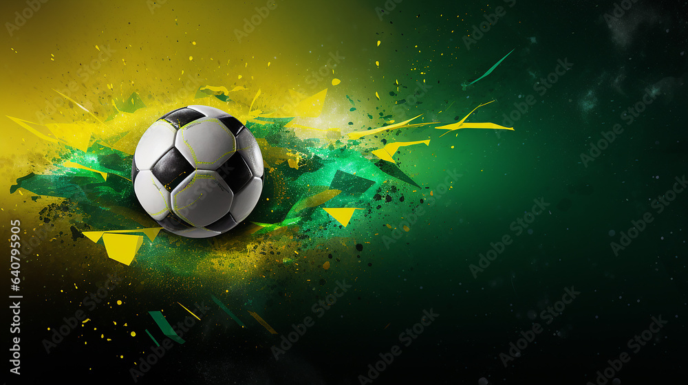 Fototapeta premium futebol bola Pinceladas de aquarela abstratas, cores do brasil