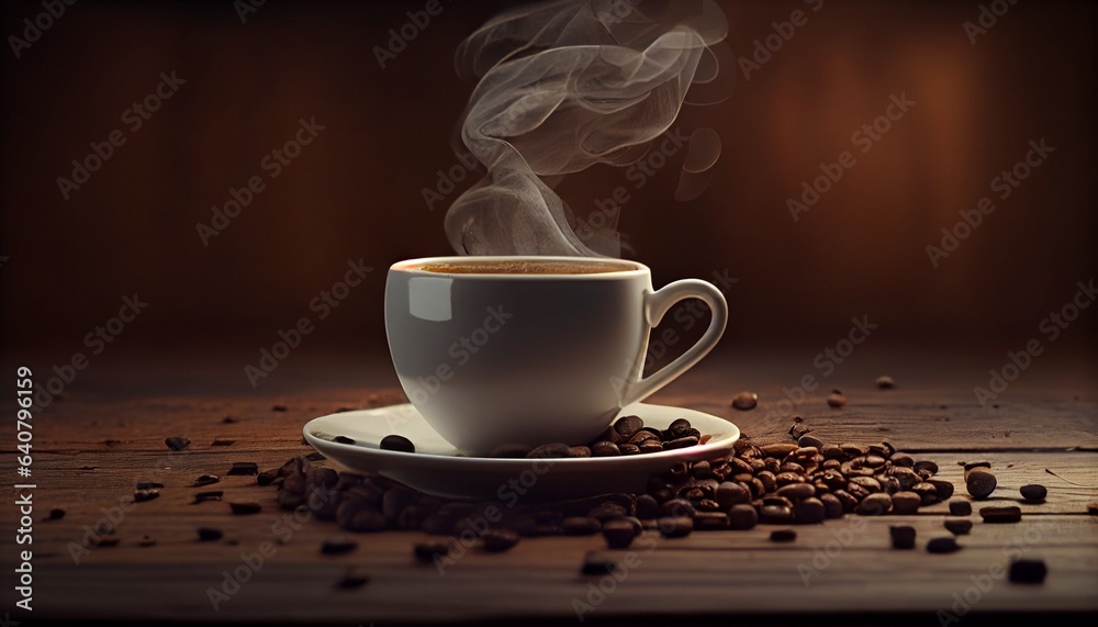 cup of coffee with beans. Generative in ai cup of coffee with beans. Generative in ai