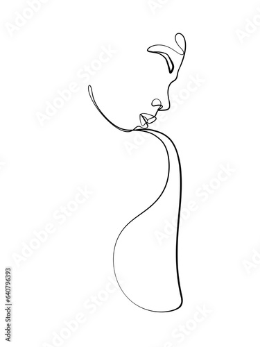 A nude woman's back is drawn in one line style. Expressing with body. Printable wall art.