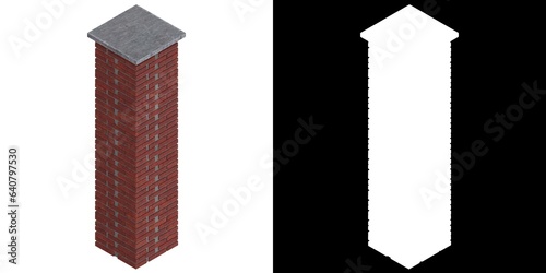 3D rendering illustration of a brick pillar