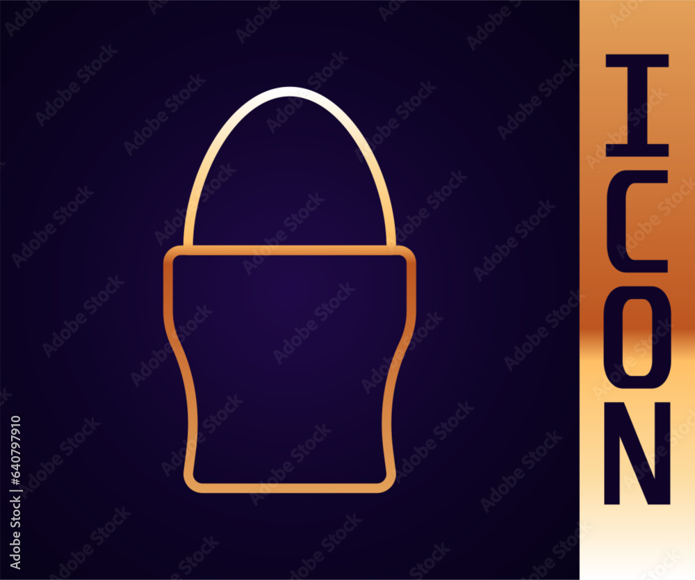 Gold line Chicken egg on a stand icon isolated on black background. Vector Gold line Chicken egg on a stand icon isolated on black background. Vector
