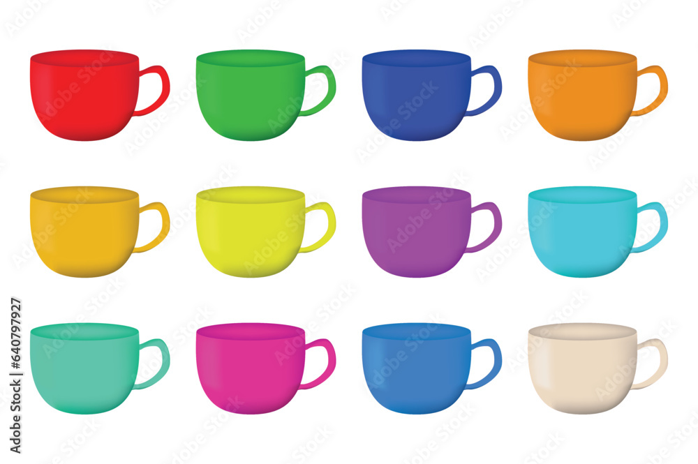 set of colorful cups set of colorful cups