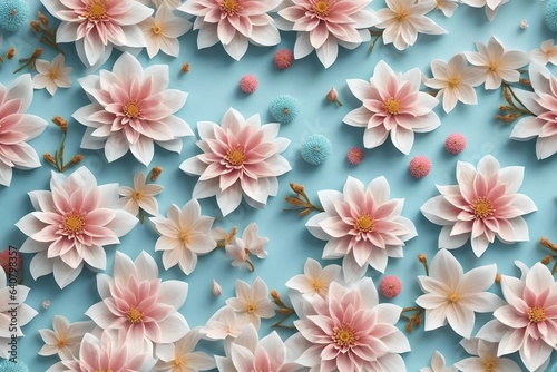a seamless floral pattern inspired by a tranquil garden in full bloom, with a focus on pastel colors and delicate petals - AI Generative © Being Imaginative