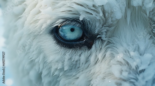 Extreme Close Up of Majestic Polar Bear Eyes Looking At Camera: Ursus maritimus in the Arctic Wild.