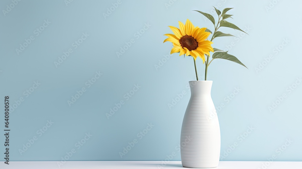 a white vase with a sunflower in it on a table. generative ai a white vase with a sunflower in it on a table. generative ai