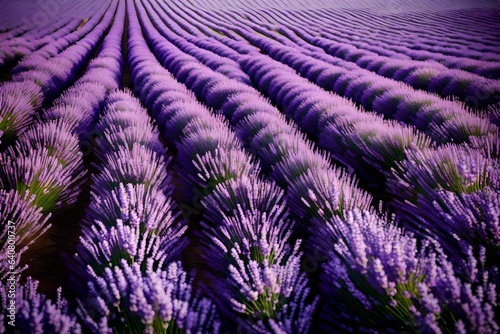 An expansive field of lavender swaying gently in the breeze. 