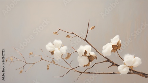  a branch with a bunch of white flowers on top of it. generative ai