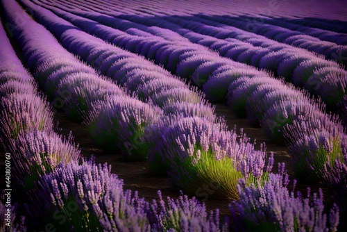 An expansive field of lavender swaying gently in the breeze. 