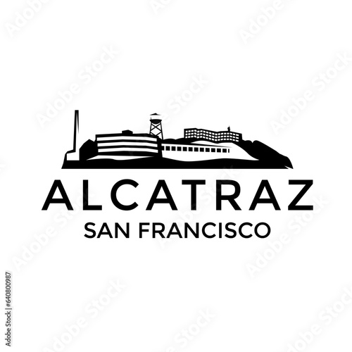 alcatraz prison simple vector logo