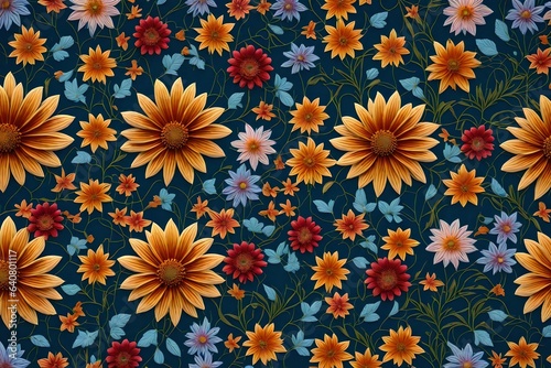 Wallpaper Mural an abstract floral pattern that combines elements of surrealism and botany, using bold, contrasting colors and surreal flower formations - AI Generative Torontodigital.ca