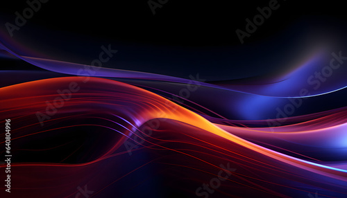 Vivid abstract art with blue and red waves against a black background, showcasing dynamic contrast and fluidity © David