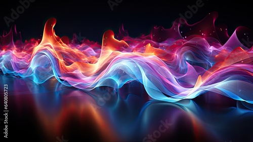 The image of the musical spectrum in the form of multi-colored waves and lines, pulsating in the rhythm of the sound.