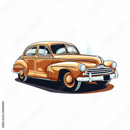 Illustration of a retro car on a white background. Stylish passenger car. Cartoon style.