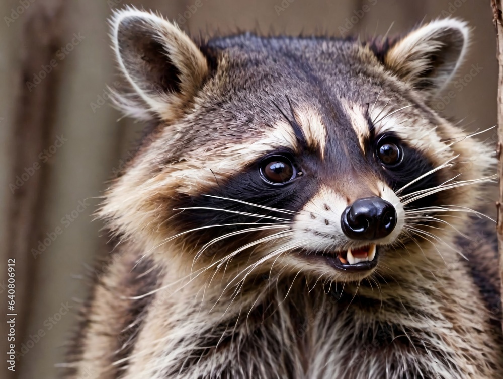 A Close Up Of A Raccoon Near A Tree A Close Up Of A Raccoon Near A Tree