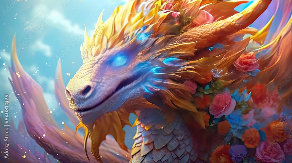 Dragon Protecting Gold, Generative AI Illustration