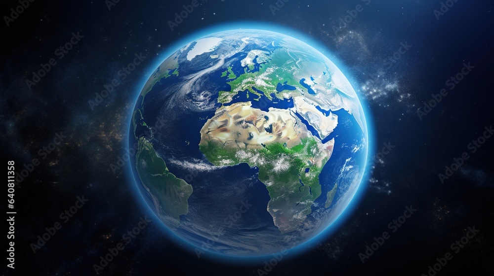 Fototapeta premium a picture of the earth taken from space with the sun in the background. generative ai