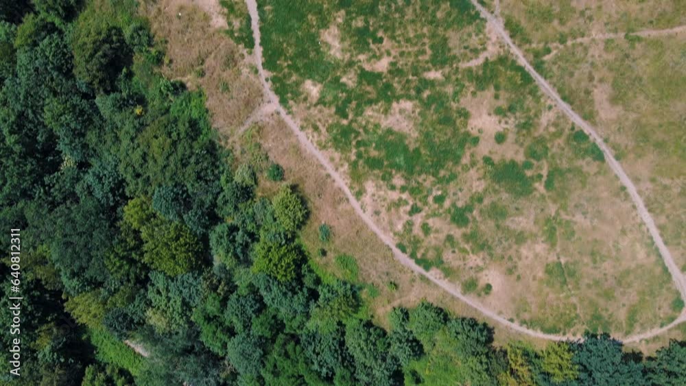 Aerial landscape of Drachenburg trash mountain and trails in Grunewald Berlin Aerial landscape of Drachenburg trash mountain and trails in Grunewald Berlin